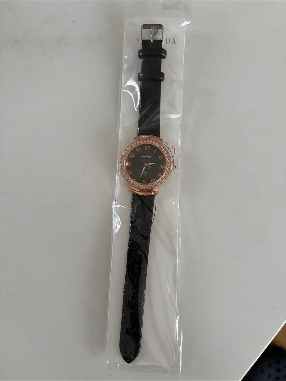 Black and Rose Gold Ladies Strap Watch by